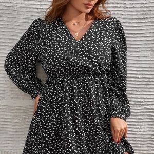 SHEIN Women's Confetti Heart Ruffle Hem Dress